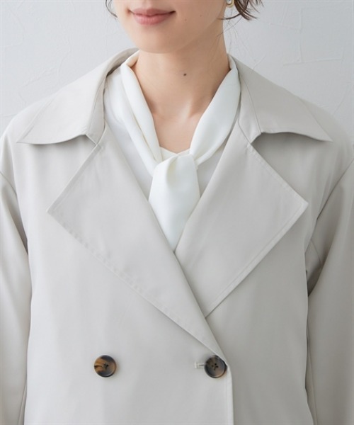 7days Life Styling（セブンデイズライフスタイリング）の「防花粉ライナー付きトレンチコート（はっ水）＜大きいサイズ有＞（ダッフルコート・レディース・グレイッシュベージュ/ネイビー・L/M/S/3L/LL）」の11枚目の写真