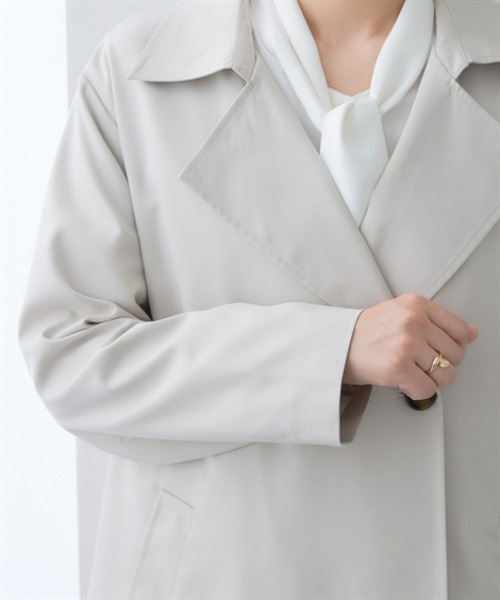 7days Life Styling（セブンデイズライフスタイリング）の「防花粉ライナー付きトレンチコート（はっ水）＜大きいサイズ有＞（ダッフルコート・レディース・グレイッシュベージュ/ネイビー・L/M/S/3L/LL）」の13枚目の写真