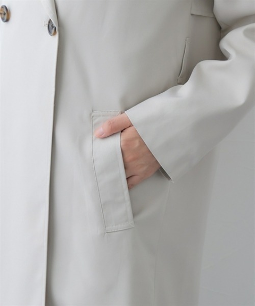 7days Life Styling（セブンデイズライフスタイリング）の「防花粉ライナー付きトレンチコート（はっ水）＜大きいサイズ有＞（ダッフルコート・レディース・グレイッシュベージュ/ネイビー・L/M/S/3L/LL）」の14枚目の写真