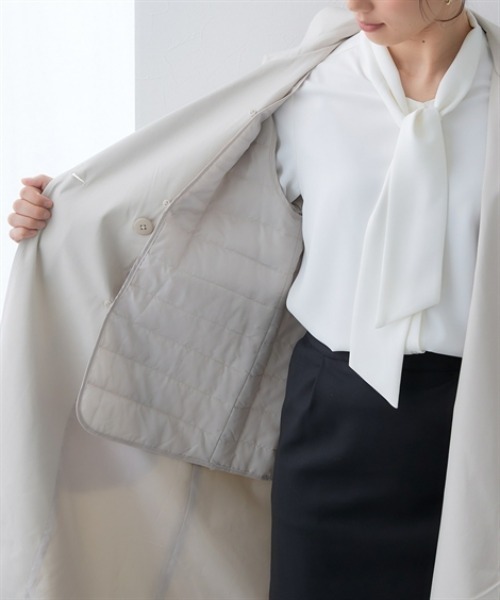 7days Life Styling（セブンデイズライフスタイリング）の「防花粉ライナー付きトレンチコート（はっ水）＜大きいサイズ有＞（ダッフルコート・レディース・グレイッシュベージュ/ネイビー・L/M/S/3L/LL）」の15枚目の写真