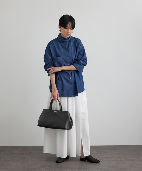 SALON adam et rope'（サロン アダム エ ロペ）の「【WEB限定】【WS（ドゥーブル）】ソフトレザーメタルロックボストン（ハンドバッグ・レディース・ブラック系その他/ブラック/ベージュ系その他・FREE）」の12枚目の写真