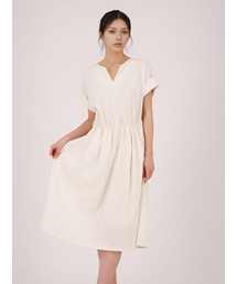 Sleeve Detail Slit Dress _Ivory