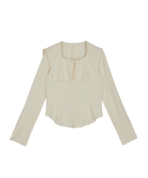Ameri(アメリ)の「SQUARE COLLAR BACK SATIN BLOUSE(シャツ/ブラウス・レディース・アイボリー/ネイビー/ライトグリーン・SMALL/MEDIUM)」の18枚目の写真