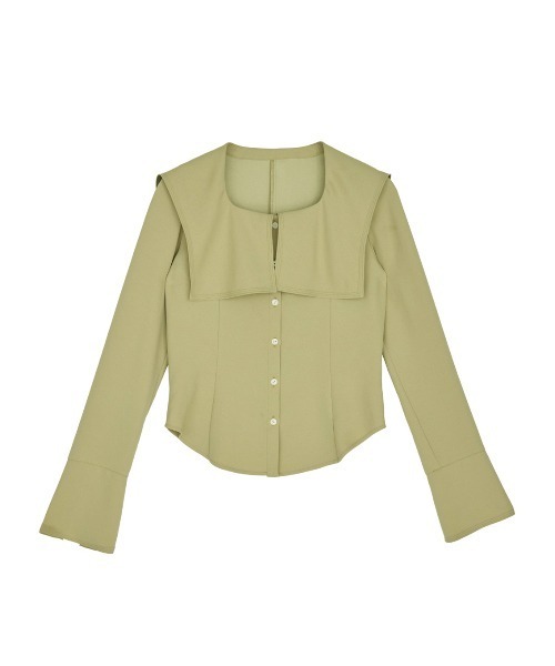 Ameri(アメリ)の「SQUARE COLLAR BACK SATIN BLOUSE(シャツ/ブラウス・レディース・アイボリー/ネイビー/ライトグリーン・SMALL/MEDIUM)」の17枚目の写真