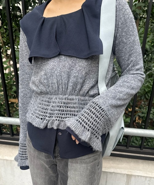 Ameri(アメリ)の「SQUARE COLLAR BACK SATIN BLOUSE(シャツ/ブラウス・レディース・アイボリー/ネイビー/ライトグリーン・SMALL/MEDIUM)」の21枚目の写真