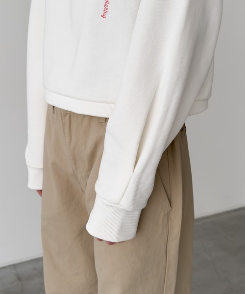 CANAL JEAN(キャナルジーン)の「HARING ラグランクロップドトレーナー 裏毛(スウェット・レディース・スミクロ/ライトアッシュグレー/オフホワイト・ONE SIZE)」の18枚目の写真