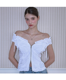 Two-way Frill Ribbon Sleeveless [White]