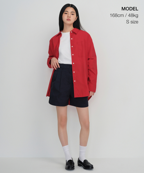 MUSINSA STANDARD WOMAN（ムシンサスタンダードウーマン）の「ウィメンズオーバーサイズウォッシュドポプリンシャツ[レッド]（シャツ/ブラウス・レディース・その他・SMALL/MEDIUM/LARGE/X-SMALL）」の9枚目の写真