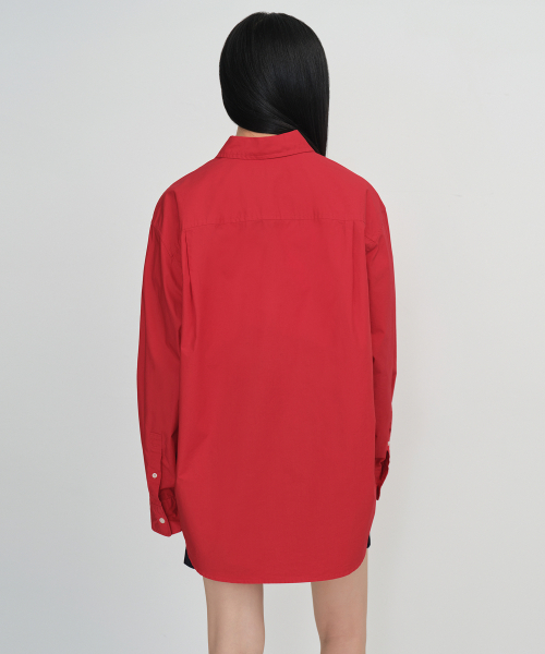 MUSINSA STANDARD WOMAN（ムシンサスタンダードウーマン）の「ウィメンズオーバーサイズウォッシュドポプリンシャツ[レッド]（シャツ/ブラウス・レディース・その他・SMALL/MEDIUM/LARGE/X-SMALL）」の8枚目の写真