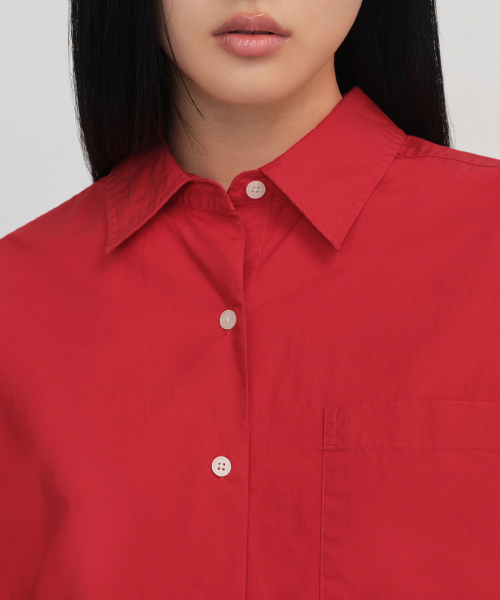 MUSINSA STANDARD WOMAN（ムシンサスタンダードウーマン）の「ウィメンズオーバーサイズウォッシュドポプリンシャツ[レッド]（シャツ/ブラウス・レディース・その他・SMALL/MEDIUM/LARGE/X-SMALL）」の7枚目の写真