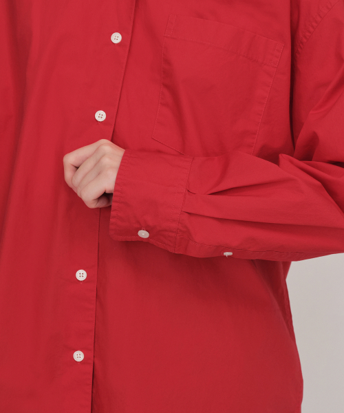 MUSINSA STANDARD WOMAN（ムシンサスタンダードウーマン）の「ウィメンズオーバーサイズウォッシュドポプリンシャツ[レッド]（シャツ/ブラウス・レディース・その他・SMALL/MEDIUM/LARGE/X-SMALL）」の5枚目の写真