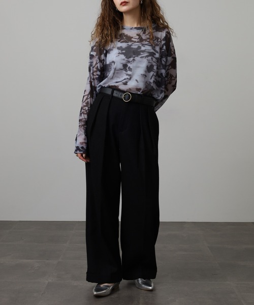 crossi(クロッシー)の「タイダイ柄 チュールレース長袖カットソー(Tシャツ/カットソー・レディース・グレー・F)」の6枚目の写真