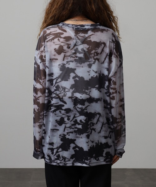 crossi(クロッシー)の「タイダイ柄 チュールレース長袖カットソー(Tシャツ/カットソー・レディース・グレー・F)」の10枚目の写真