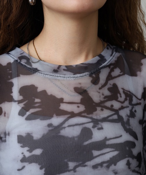 crossi(クロッシー)の「タイダイ柄 チュールレース長袖カットソー(Tシャツ/カットソー・レディース・グレー・F)」の11枚目の写真