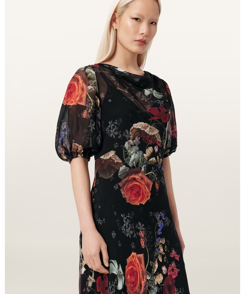 ALLSAINTS（オールセインツ）の「TIWA FLORAL MIDI DRESS | TIWA フローラル ミディ ドレス・ワンピース（ワンピース・レディース・ブラック系その他・10/8/6/4）」の3枚目の写真