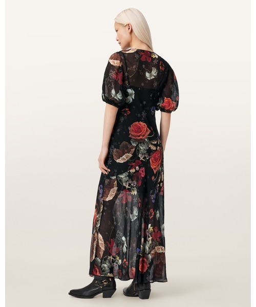 ALLSAINTS（オールセインツ）の「TIWA FLORAL MIDI DRESS | TIWA フローラル ミディ ドレス・ワンピース（ワンピース・レディース・ブラック系その他・10/8/6/4）」の6枚目の写真