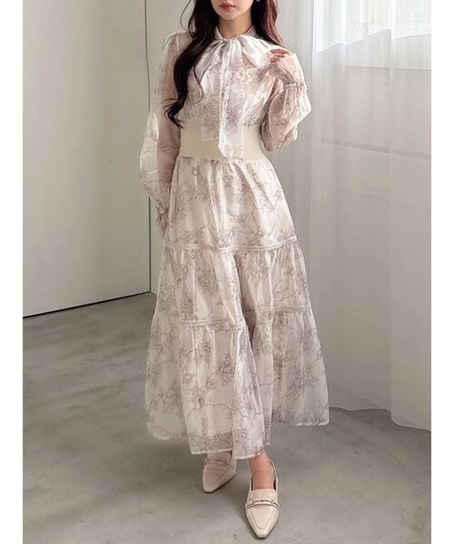 MERCURYDUO（マーキュリーデュオ）の「トワルドジュイボウタイウエストリブワンピース（ワンピース・レディース・ミント/ベージュ/アイボリー・SMALL/MEDIUM）」の3枚目の写真