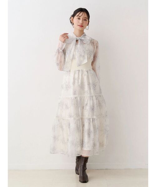 MERCURYDUO（マーキュリーデュオ）の「トワルドジュイボウタイウエストリブワンピース（ワンピース・レディース・ミント/ベージュ/アイボリー・SMALL/MEDIUM）」の2枚目の写真