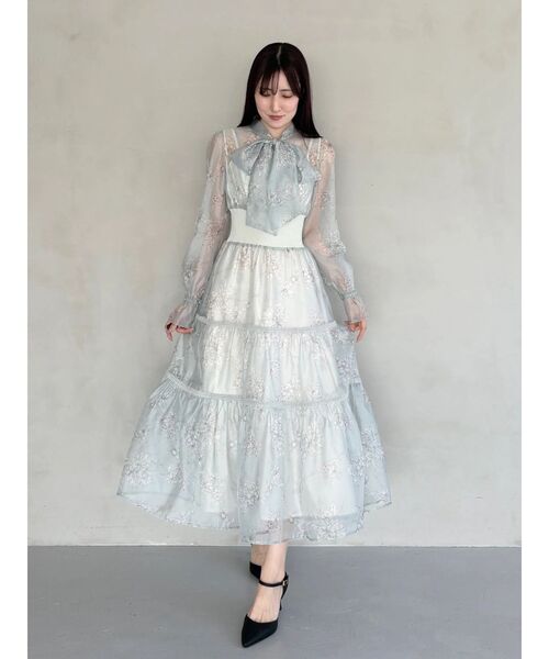 MERCURYDUO（マーキュリーデュオ）の「トワルドジュイボウタイウエストリブワンピース（ワンピース・レディース・ミント/ベージュ/アイボリー・SMALL/MEDIUM）」の5枚目の写真