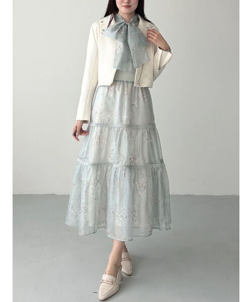 MERCURYDUO（マーキュリーデュオ）の「トワルドジュイボウタイウエストリブワンピース（ワンピース・レディース・ミント/ベージュ/アイボリー・SMALL/MEDIUM）」の8枚目の写真