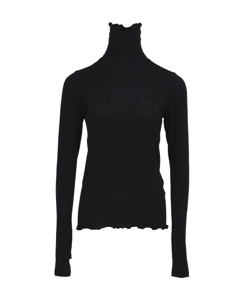 BMUETTE(ビムウィエ)の「ウェーブ刺繍タートルネックトップス(Tシャツ/カットソー・レディース・ブラック・SMALL/MEDIUM)」の1枚目の写真