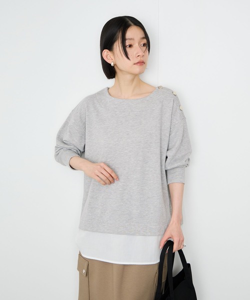 Mac-House(マックハウス)の「Idnes ラメスウェット レイヤード風 プルオーバー(Tシャツ/カットソー・レディース・オートミール/グレー・FREE)」の19枚目の写真