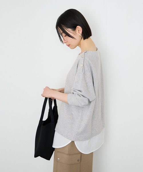 Mac-House(マックハウス)の「Idnes ラメスウェット レイヤード風 プルオーバー(Tシャツ/カットソー・レディース・オートミール/グレー・FREE)」の18枚目の写真