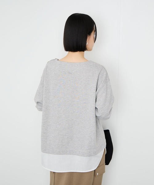Mac-House(マックハウス)の「Idnes ラメスウェット レイヤード風 プルオーバー(Tシャツ/カットソー・レディース・オートミール/グレー・FREE)」の17枚目の写真