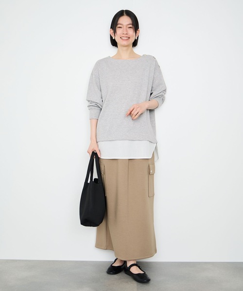 Mac-House(マックハウス)の「Idnes ラメスウェット レイヤード風 プルオーバー(Tシャツ/カットソー・レディース・オートミール/グレー・FREE)」の15枚目の写真