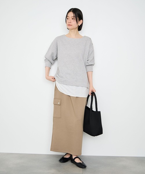 Mac-House(マックハウス)の「Idnes ラメスウェット レイヤード風 プルオーバー(Tシャツ/カットソー・レディース・オートミール/グレー・FREE)」の14枚目の写真