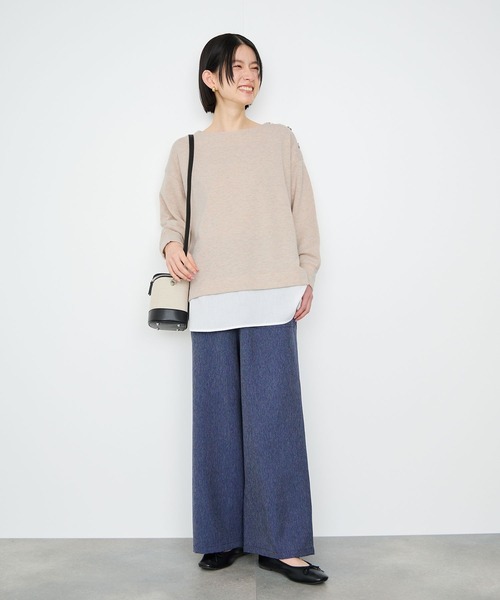 Mac-House(マックハウス)の「Idnes ラメスウェット レイヤード風 プルオーバー(Tシャツ/カットソー・レディース・オートミール/グレー・FREE)」の12枚目の写真