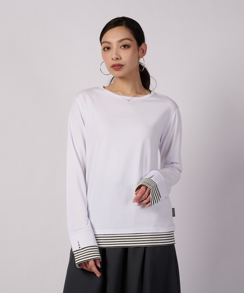 Eddie Bauer(エディーバウアー)の「ヴァーサ エッジ レイヤードTシャツ(Tシャツ/カットソー・レディース・ブルー/ブラック/ホワイト/ピンク・L/XL/S/M)」の1枚目の写真
