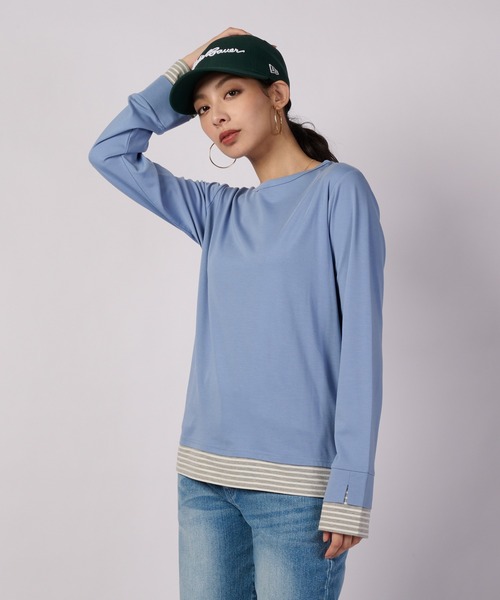 Eddie Bauer(エディーバウアー)の「ヴァーサ エッジ レイヤードTシャツ(Tシャツ/カットソー・レディース・ブルー/ブラック/ホワイト/ピンク・L/XL/S/M)」の3枚目の写真
