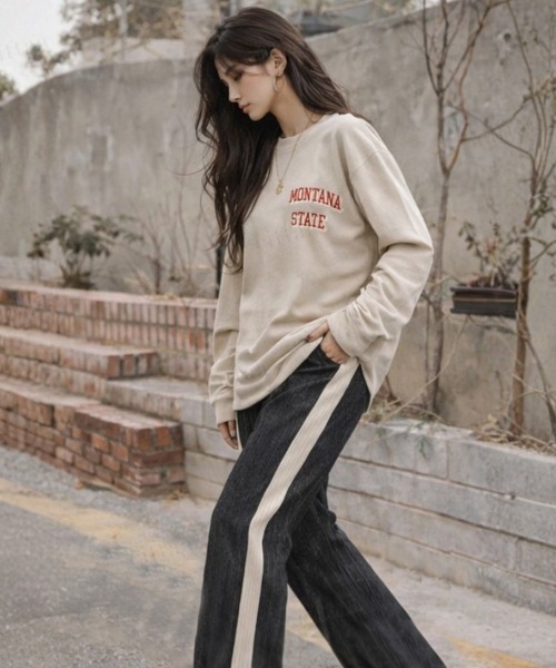 Dalfwin（ダールフィン）の「MONTANAヴィンテージプリント長袖Tシャツ（Tシャツ/カットソー・レディース・チャコールグレー/ベージュ・FREE）」の13枚目の写真