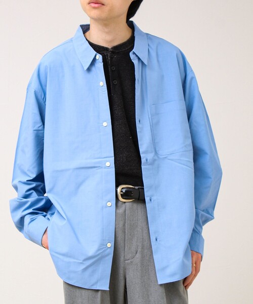 GLOSTER(グロスター)の「【ストライプ/無地】レーヨン混 レギュラーカラーシャツ(シャツ/ブラウス・メンズ・ブルー系その他/グレー系その他/ブルー・L/M)」の3枚目の写真