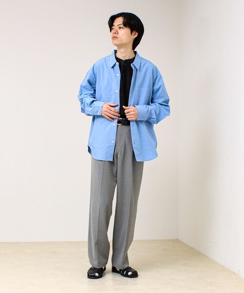 GLOSTER(グロスター)の「【ストライプ/無地】レーヨン混 レギュラーカラーシャツ(シャツ/ブラウス・メンズ・ブルー系その他/グレー系その他/ブルー・L/M)」の4枚目の写真