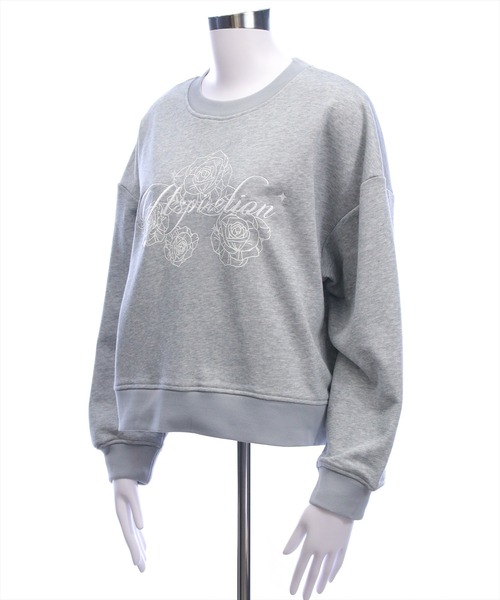 clear（クリア）の「フラワープリントロゴ刺繍スウェット[カジュアル 着回し抜群 大人 ガーリー]≪新作≫（スウェット・レディース・グレー/オフホワイト・F）」の14枚目の写真