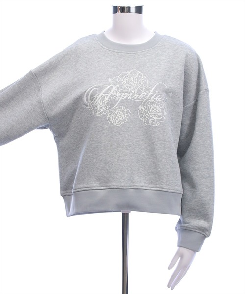 clear（クリア）の「フラワープリントロゴ刺繍スウェット[カジュアル 着回し抜群 大人 ガーリー]≪新作≫（スウェット・レディース・グレー/オフホワイト・F）」の20枚目の写真