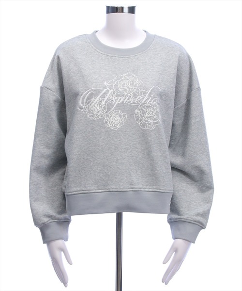 clear（クリア）の「フラワープリントロゴ刺繍スウェット[カジュアル 着回し抜群 大人 ガーリー]≪新作≫（スウェット・レディース・グレー/オフホワイト・F）」の4枚目の写真