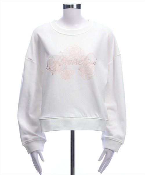 clear（クリア）の「フラワープリントロゴ刺繍スウェット[カジュアル 着回し抜群 大人 ガーリー]≪新作≫（スウェット・レディース・グレー/オフホワイト・F）」の3枚目の写真