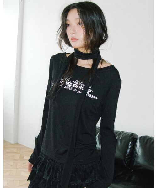 HAVISM(ヘビズム)の「LVER BOAT NECK L/S TEE(BLACK)(Tシャツ/カットソー・レディース・その他・ONE SIZE)」の2枚目の写真