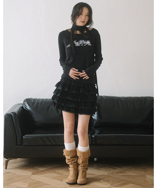 HAVISM(ヘビズム)の「LVER BOAT NECK L/S TEE(BLACK)(Tシャツ/カットソー・レディース・その他・ONE SIZE)」の5枚目の写真