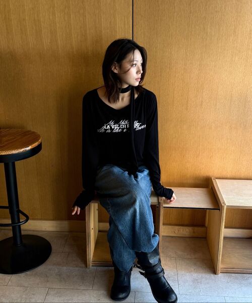 HAVISM(ヘビズム)の「LVER BOAT NECK L/S TEE(BLACK)(Tシャツ/カットソー・レディース・その他・ONE SIZE)」の11枚目の写真