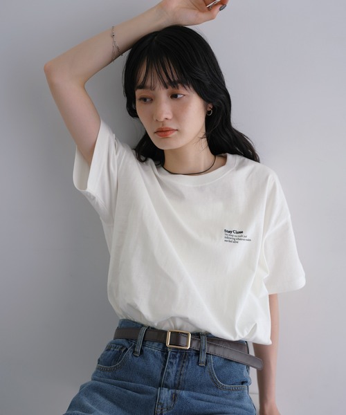 andme(アンドミー)の「汗染み防止ワンポイントロゴ刺繍Tシャツ(Tシャツ/カットソー・レディース・スミクロ/キナリ/オフホワイト・S/M)」の22枚目の写真