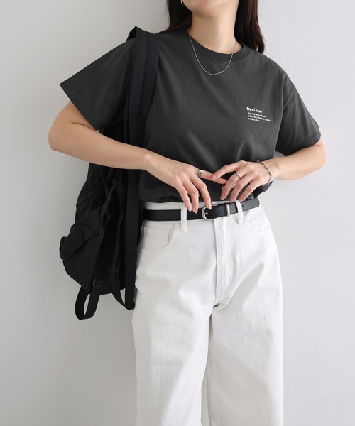 andme(アンドミー)の「汗染み防止ワンポイントロゴ刺繍Tシャツ(Tシャツ/カットソー・レディース・スミクロ/キナリ/オフホワイト・S/M)」の17枚目の写真