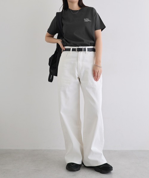 andme(アンドミー)の「汗染み防止ワンポイントロゴ刺繍Tシャツ(Tシャツ/カットソー・レディース・スミクロ/キナリ/オフホワイト・S/M)」の19枚目の写真