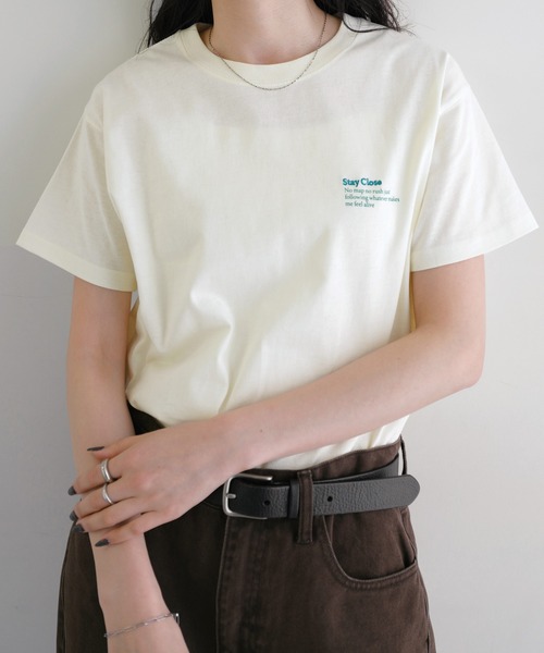 andme(アンドミー)の「汗染み防止ワンポイントロゴ刺繍Tシャツ(Tシャツ/カットソー・レディース・スミクロ/キナリ/オフホワイト・S/M)」の14枚目の写真