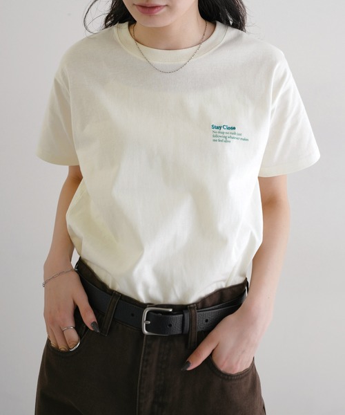 andme(アンドミー)の「汗染み防止ワンポイントロゴ刺繍Tシャツ(Tシャツ/カットソー・レディース・スミクロ/キナリ/オフホワイト・S/M)」の11枚目の写真