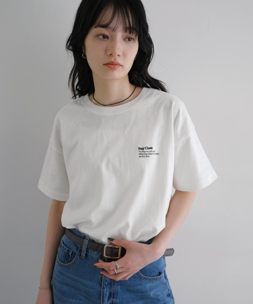 andme(アンドミー)の「汗染み防止ワンポイントロゴ刺繍Tシャツ(Tシャツ/カットソー・レディース・スミクロ/キナリ/オフホワイト・S/M)」の8枚目の写真