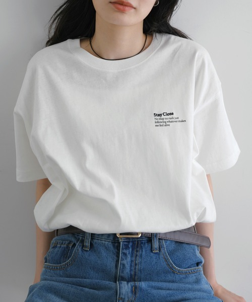andme(アンドミー)の「汗染み防止ワンポイントロゴ刺繍Tシャツ(Tシャツ/カットソー・レディース・スミクロ/キナリ/オフホワイト・S/M)」の7枚目の写真